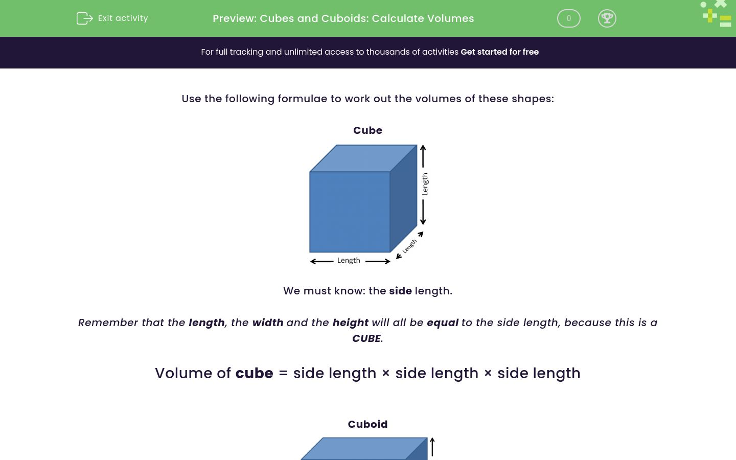 Calculate The Volume Of Cubes And Cuboids Worksheet Edplace