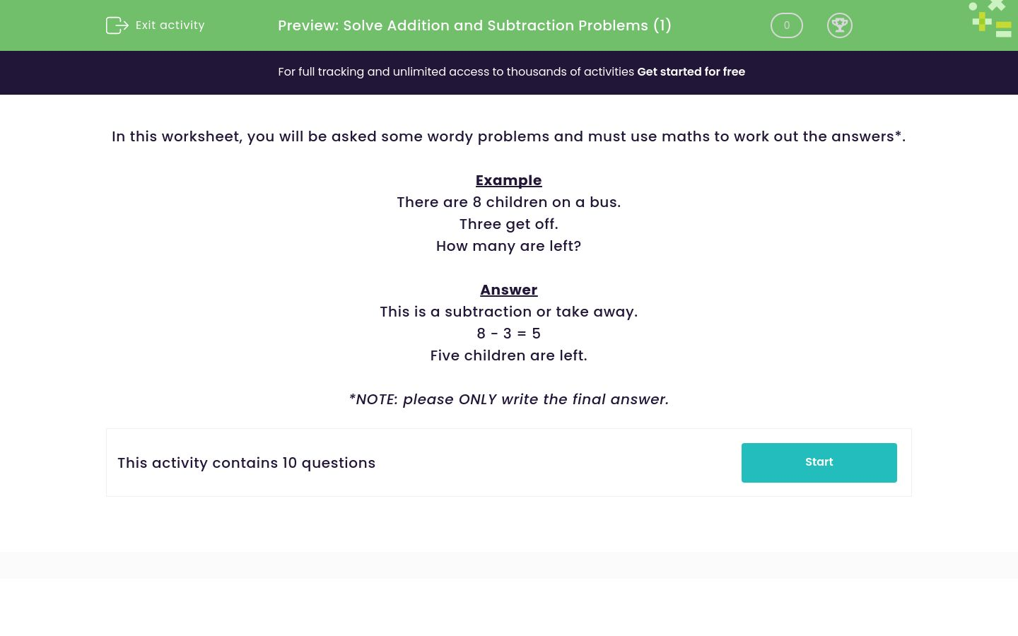 Solve Word Problems Using Addition and Subtraction Worksheet - EdPlace