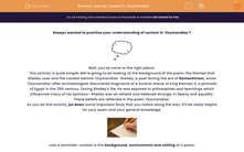 'Explore Context in 'Ozymandias'' worksheet