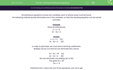 'Solve Simultaneous Equations' worksheet