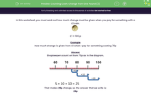 'Calculate Change From One Pound' worksheet