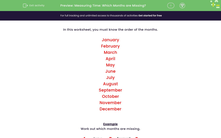 'Measuring Time: Which Months are Missing?' worksheet