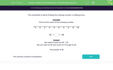 'Addition and Subtraction: Find the Missing Numbers (3)' worksheet