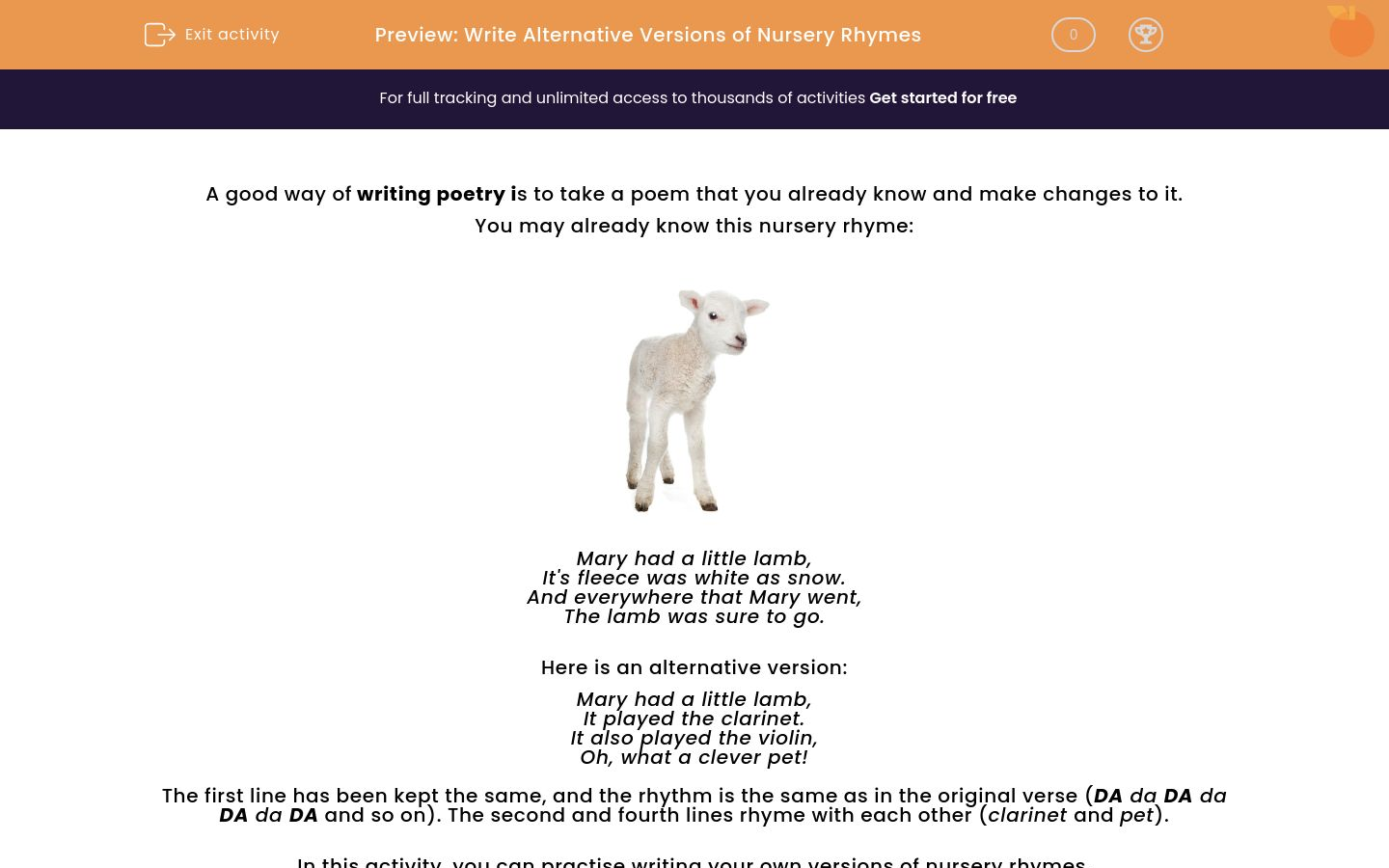 Write Alternative Versions of Nursery Rhymes Worksheet - EdPlace