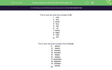 'Read and Write the First 20 Numbers (2)' worksheet