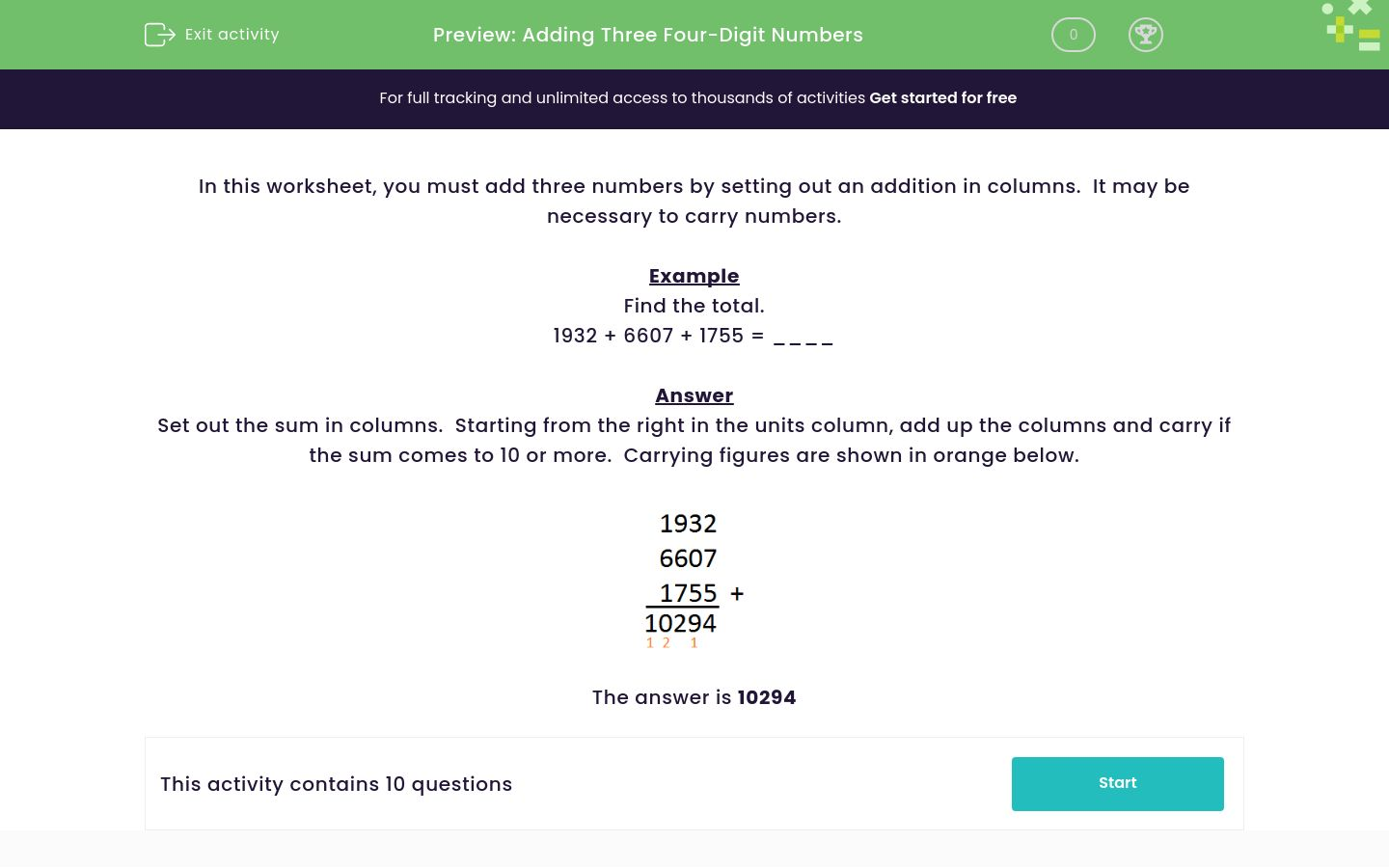 Add Three Four-Digit Numbers Worksheet - EdPlace