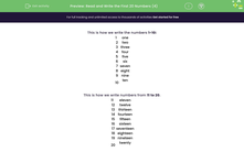 'Read and Write the First 20 Numbers (4)' worksheet