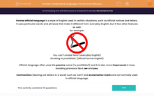 'Understand Formal Language 2' worksheet