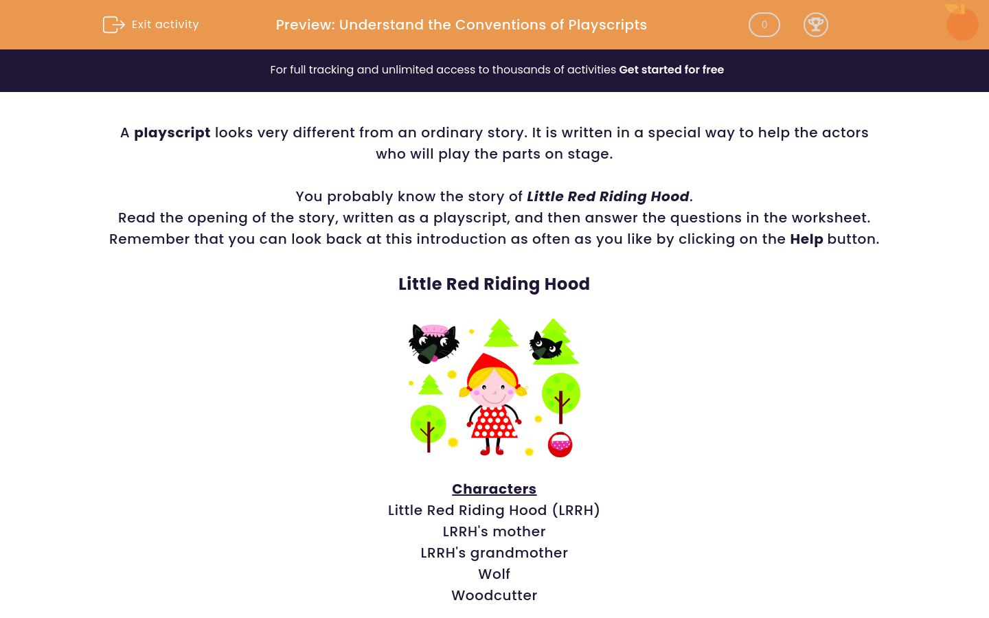 Understand the Conventions of Playscripts Worksheet EdPlace