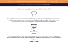 'Explore How Themes Develop in 'Before You Were Mine'' worksheet