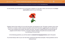 'Evaluate the Language Techniques used in the poem 'Poppies' by Jane Weir' worksheet