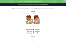 'Addition and Subtraction: What's Left?' worksheet