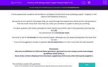'GCSE Biology Paper 1 Higher Practice Paper in the Style of OCR Gateway A' worksheet