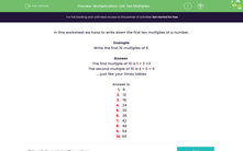 'Multiplication: List Ten Multiples' worksheet