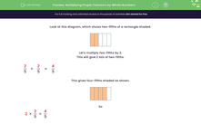 'Multiplying Proper Fractions by Whole Numbers' worksheet