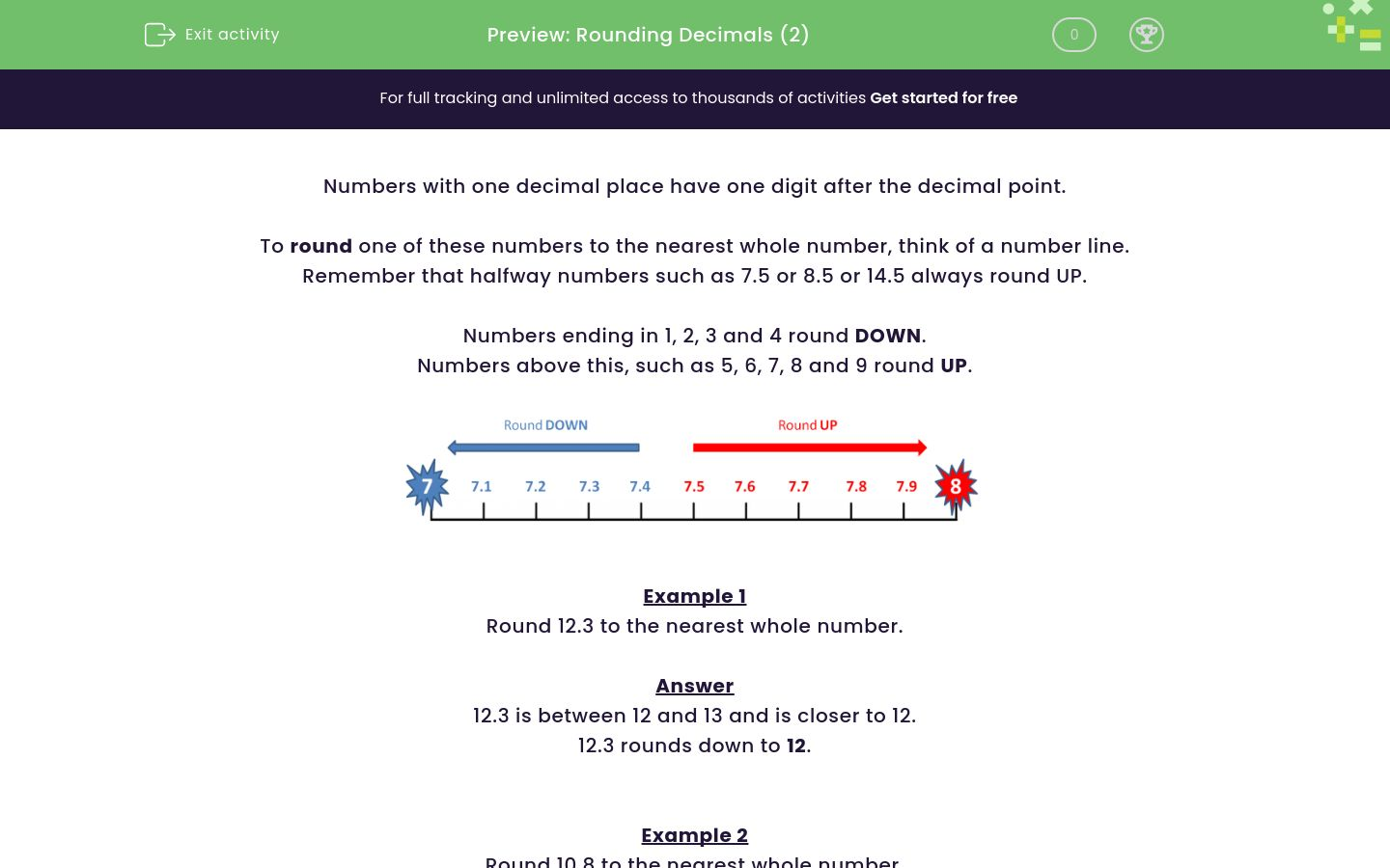 Practise Rounding Decimals to the Nearest Whole Number Worksheet - EdPlace