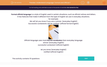 'Understand Language: Formal 1' worksheet