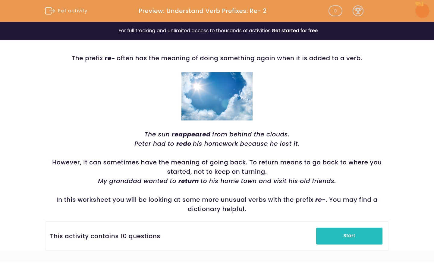 Understand the Use of Re- as a Verb Prefix Worksheet - EdPlace