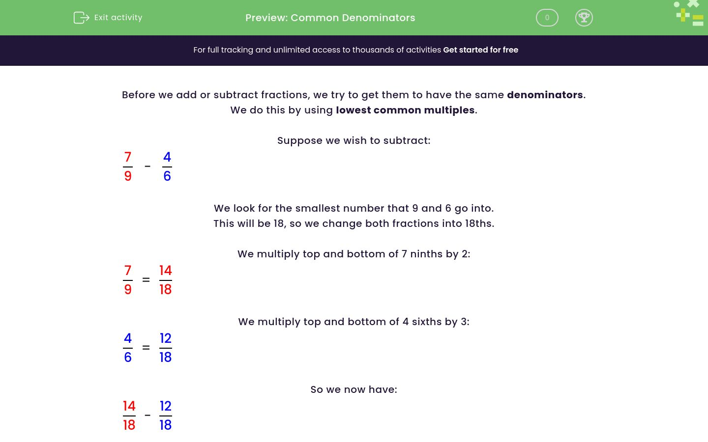 Use Common Multiples to Find Common Denominators Worksheet EdPlace