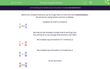 'Compare Fractions by Finding the Common Denominator' worksheet