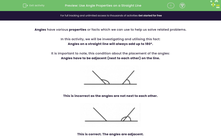 'Use Angle Properties on a Straight Line' worksheet