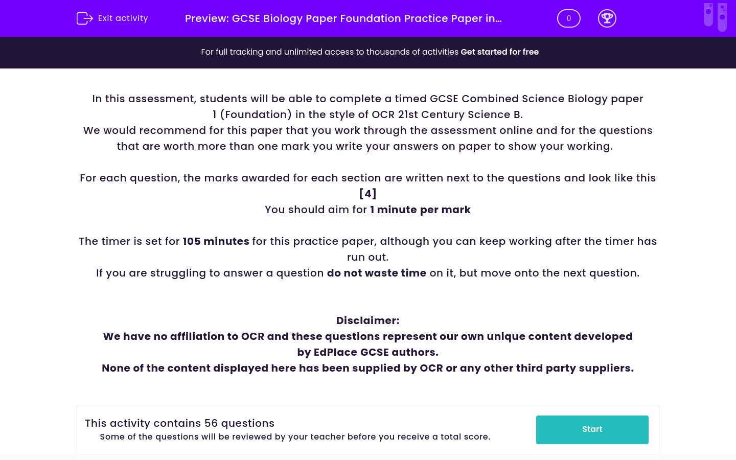 GCSE Biology Paper Foundation Practice Paper In The Style Of OCR 21st ...