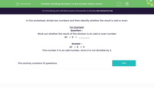 'Dividing Numbers: Is the Answer Odd or Even?' worksheet