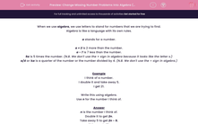 'Change Missing Number Problems into Algebra (1)' worksheet