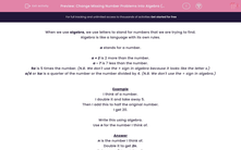 'Change Missing Number Problems into Algebra (2)' worksheet