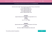 'Approximate Metric Equivalents for Standard Imperial Measures' worksheet