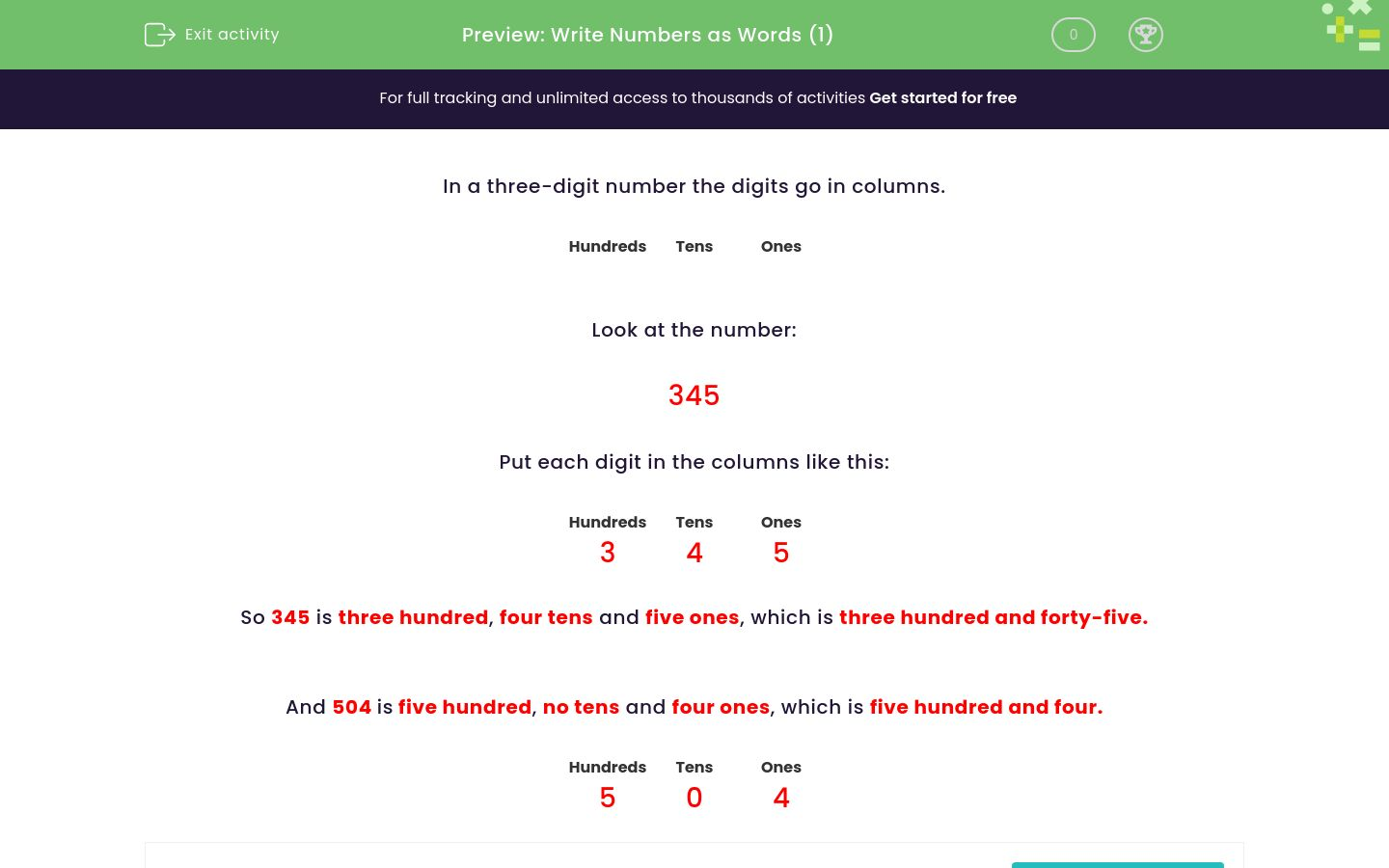 Write Numbers As Words 1 Worksheet EdPlace