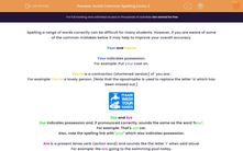 ' Identify Common Spelling Errors' worksheet