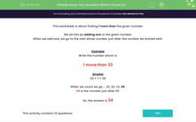 'Know Your Numbers: Identify One More' worksheet