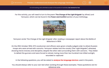'Understand and Analyse the Language Techniques Used in the Poem 'The Charge of the Light Brigade' by Alfred Lord Tennyson' worksheet