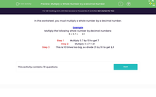 'Multiply a Whole Number by a Decimal Number' worksheet