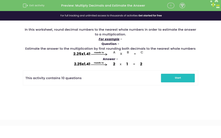 'Multiply Decimals and Estimate the Answer' worksheet