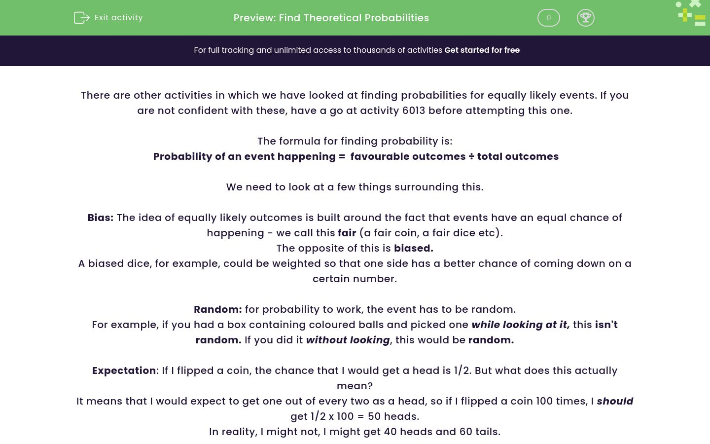 Find Theoretical Probabilities Worksheet - EdPlace