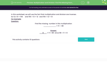 'Multiplication and Division: Find the Missing Number' worksheet