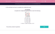 'Complete Number Grids Using Multiplication Facts' worksheet