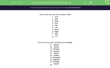 'Read and Write the First 20 Numbers (5)' worksheet