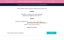 'Creating a Number Sequence From a Rule' worksheet