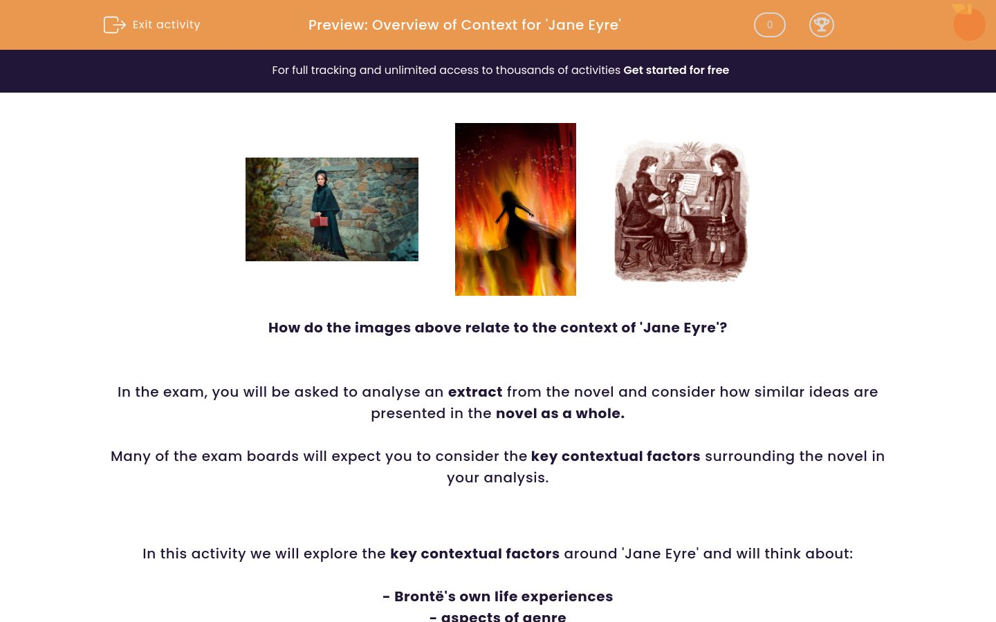 Overview of Context for 'Jane Eyre' Worksheet EdPlace