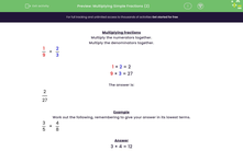 'Multiplying Simple Fractions (2)' worksheet