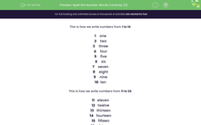 'Spell Number Words Up To 20 Correctly' worksheet