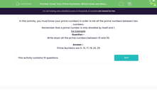 'Know Your Prime Numbers' worksheet