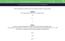 'Magic Square: Fill In the Numbers' worksheet