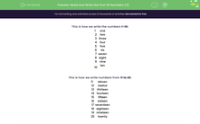 'Read and Write the First 20 Numbers (3)' worksheet