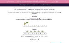 'Know Your Numbers: Completing Number Sequences' worksheet