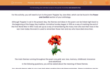 'Identify and Explain the Key Themes in the poem 'Poppies' by Jane Weir' worksheet