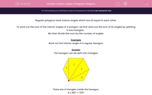 'Interior Angles of Regular Polygons' worksheet